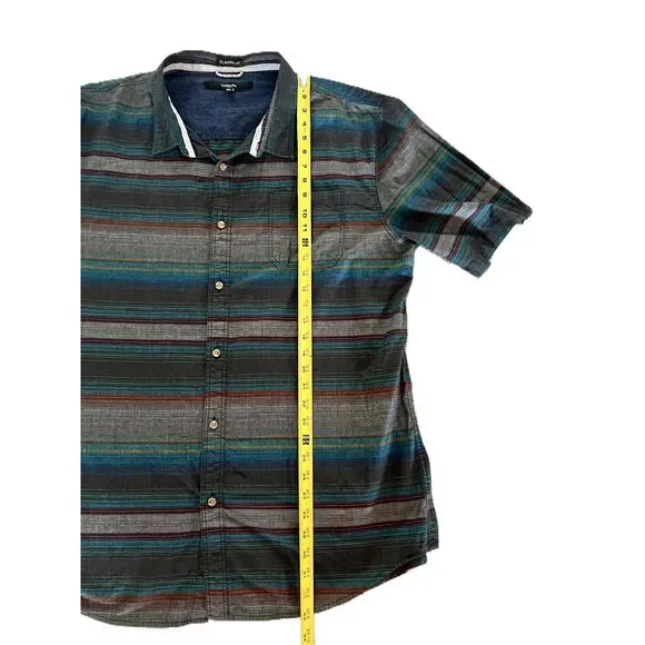 Carbon Mens Multicolor Button Up Short Sleeve Classic Fit Cotton XXL Color Block - Picture 6 of 10